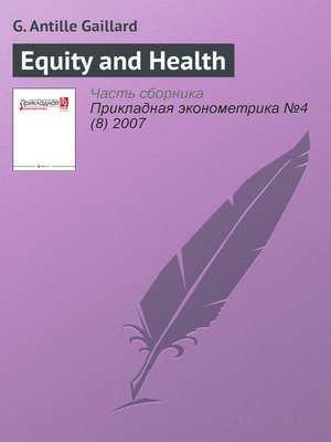 cover image of Equity and Health